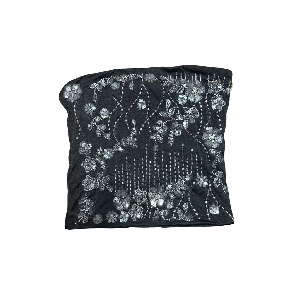 Faded Rose Black Sequin Beaded Tube Top Size XS